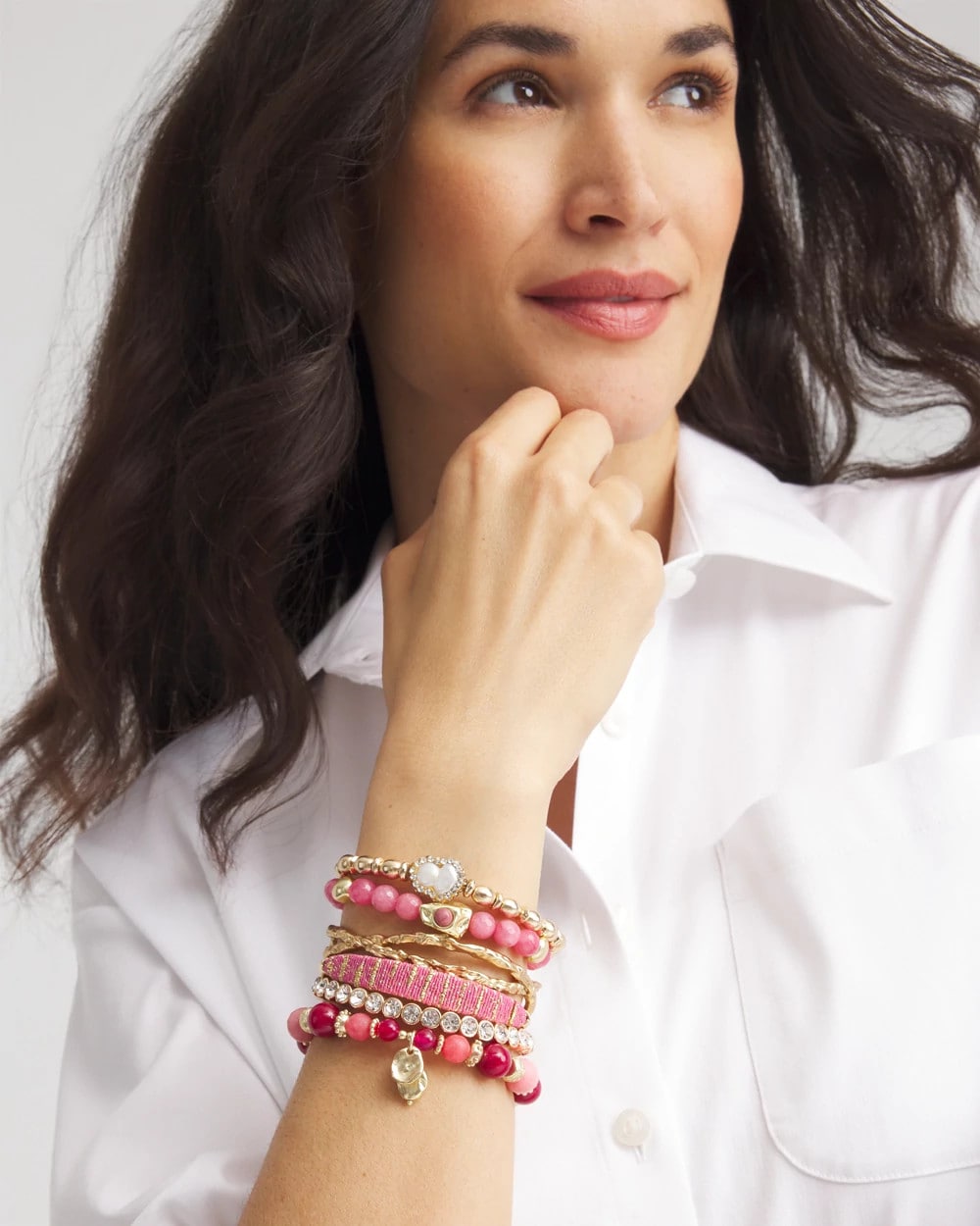 Chico's | Thread Wrapped Cuff Bracelet/ Pink