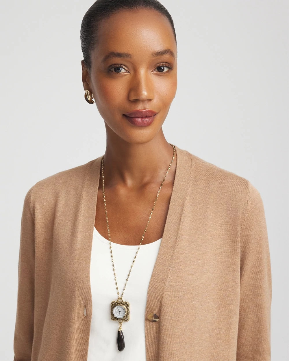 Chico's | Clock Pendant Necklace/ Gold