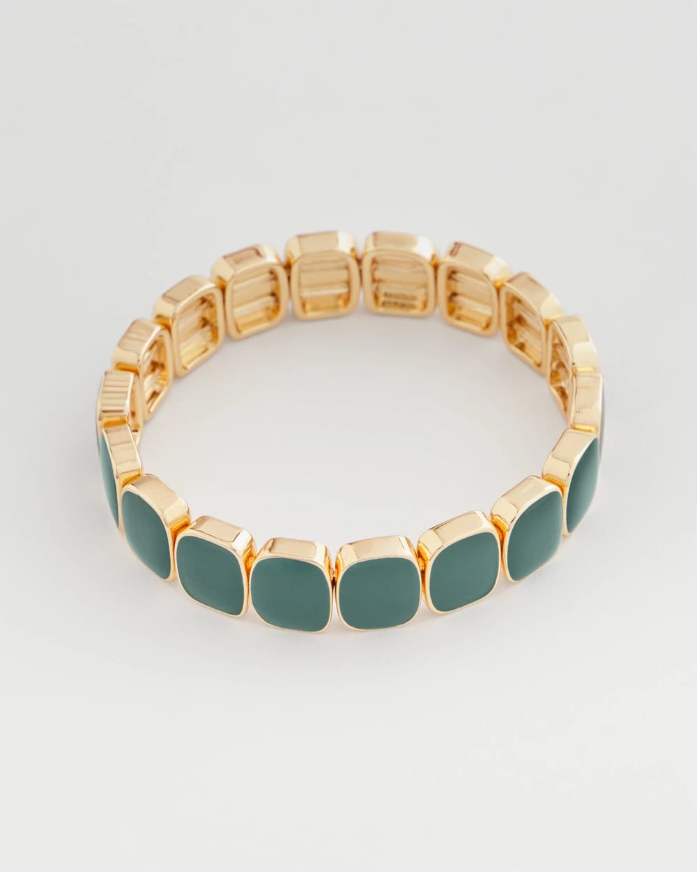 Chico's | Resin Goldtone Square Stretch Bracelet/ Darkest Spruce
