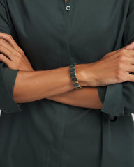 Chico's | Resin Goldtone Square Stretch Bracelet/ Darkest Spruce