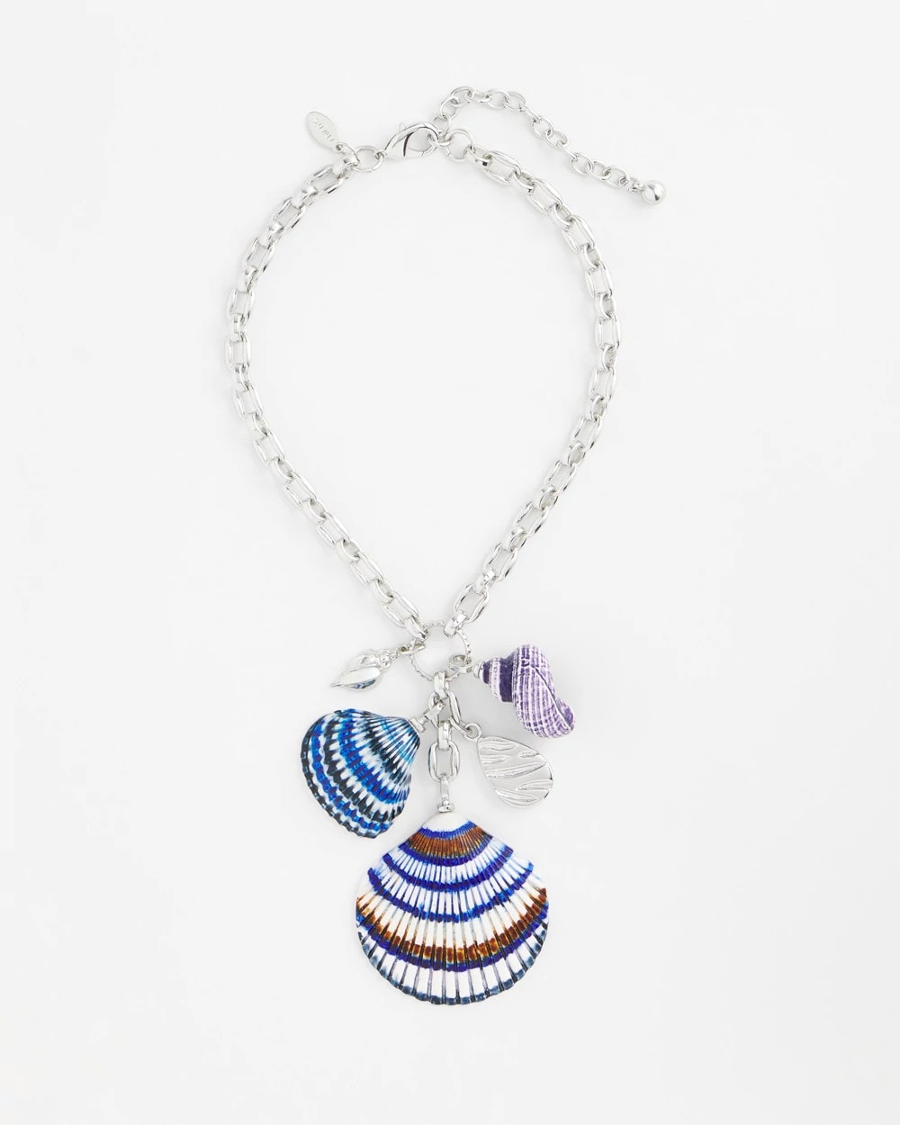 Chico's | Silver-Tone Seashell Pendant Necklace/ Blue And White