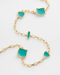 Chico's | Gold Tone Single-Strand Necklace/ Blue