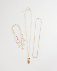 Chico's | Convertible Pink & Gold Beaded Necklace/ Pink