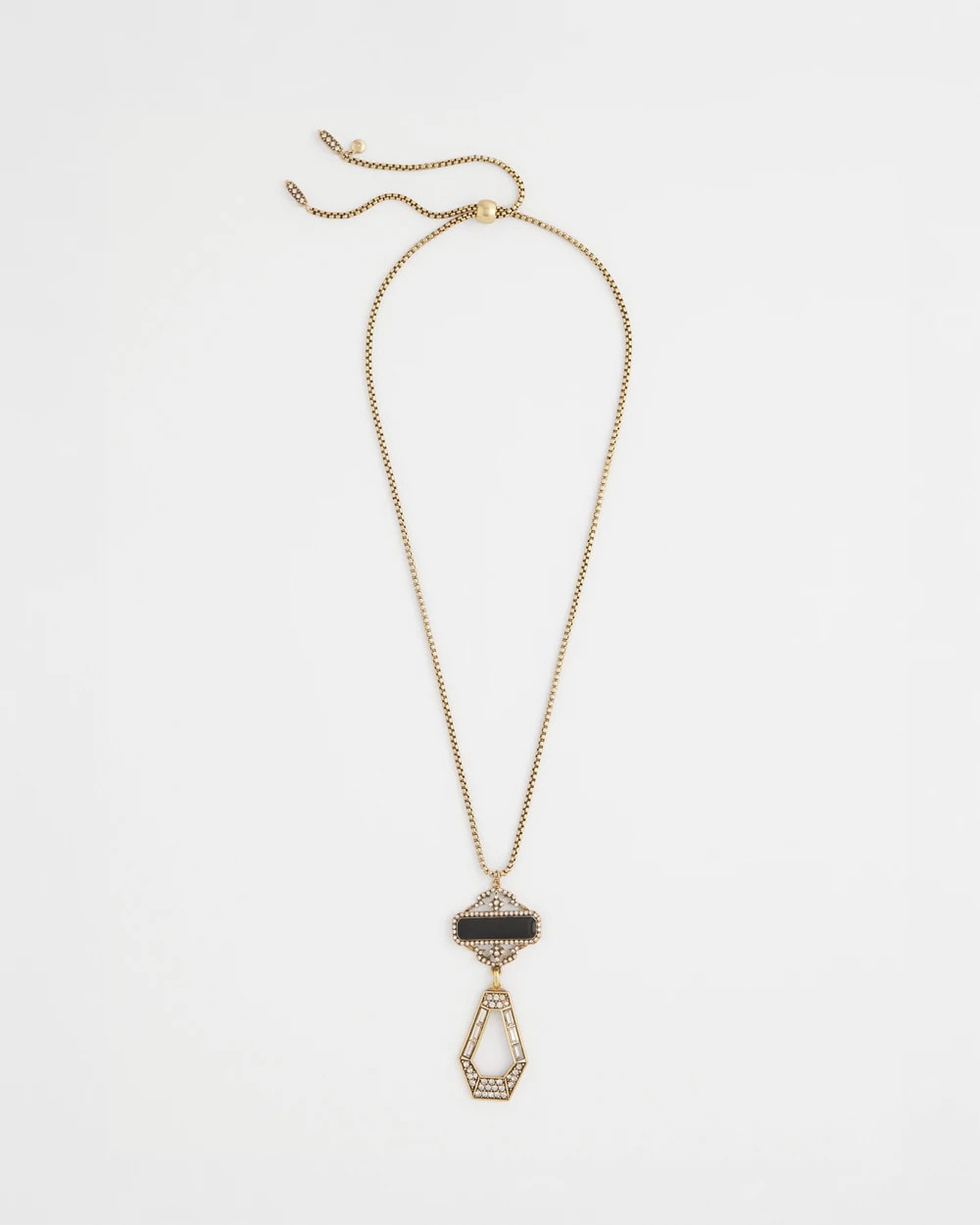 Chico's | Adjustable Amulet Pendant Necklace/ Black/Gold