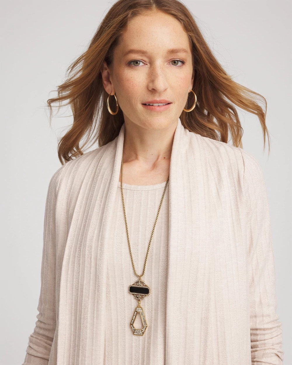 Chico's | Adjustable Amulet Pendant Necklace/ Black/Gold