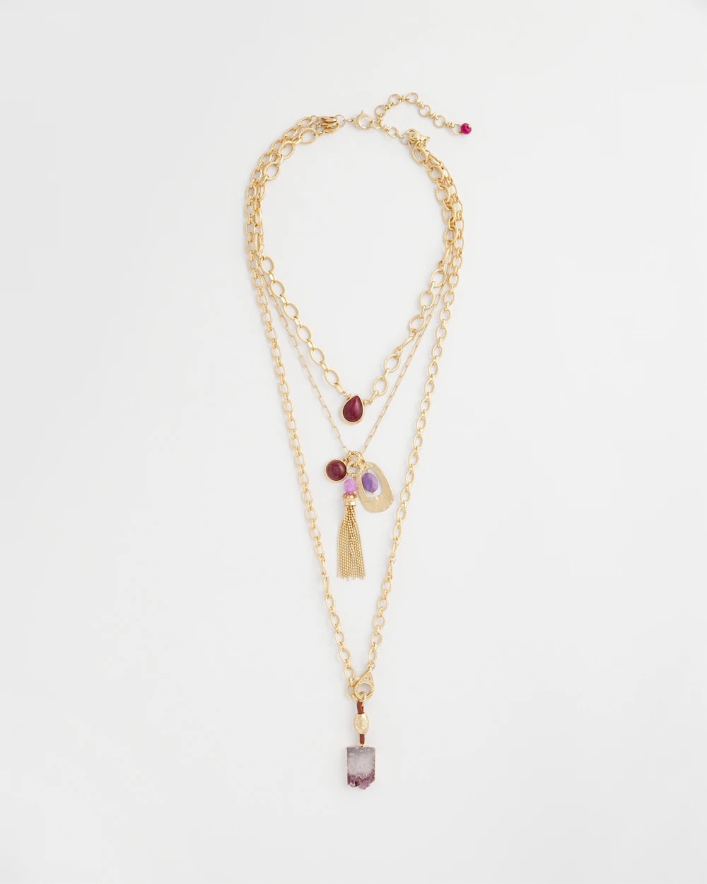 Chico's | Convertible Three-Strand Stone Pendant Necklace/ Purple