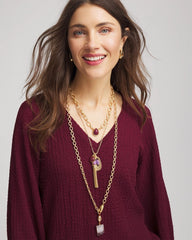 Chico's | Convertible Three-Strand Stone Pendant Necklace/ Purple