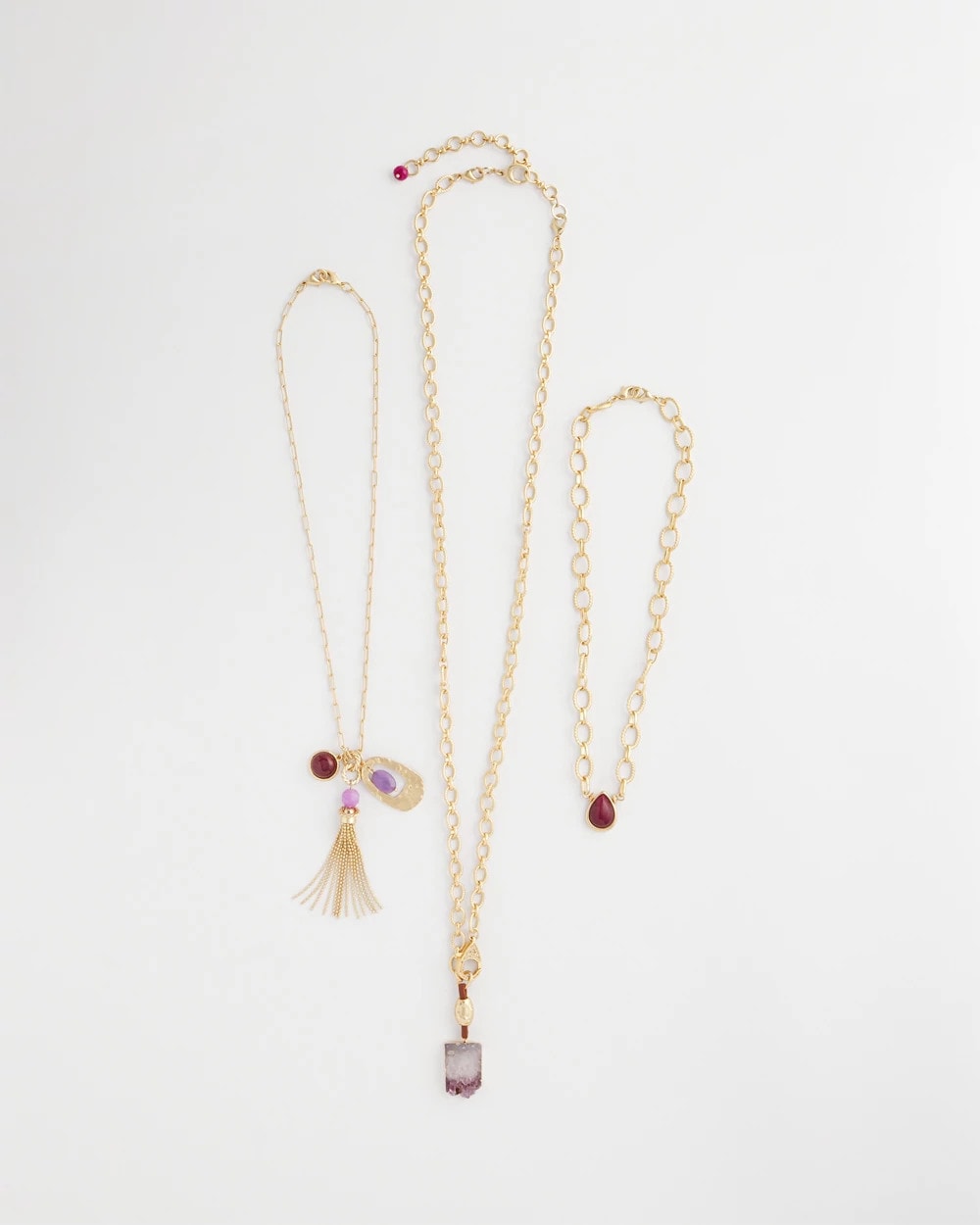 Chico's | Convertible Three-Strand Stone Pendant Necklace/ Purple