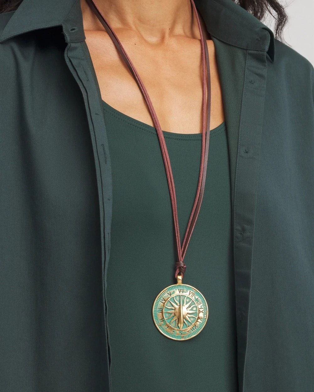 Chico's | Sundial Medallion Pendant/ Turquoise