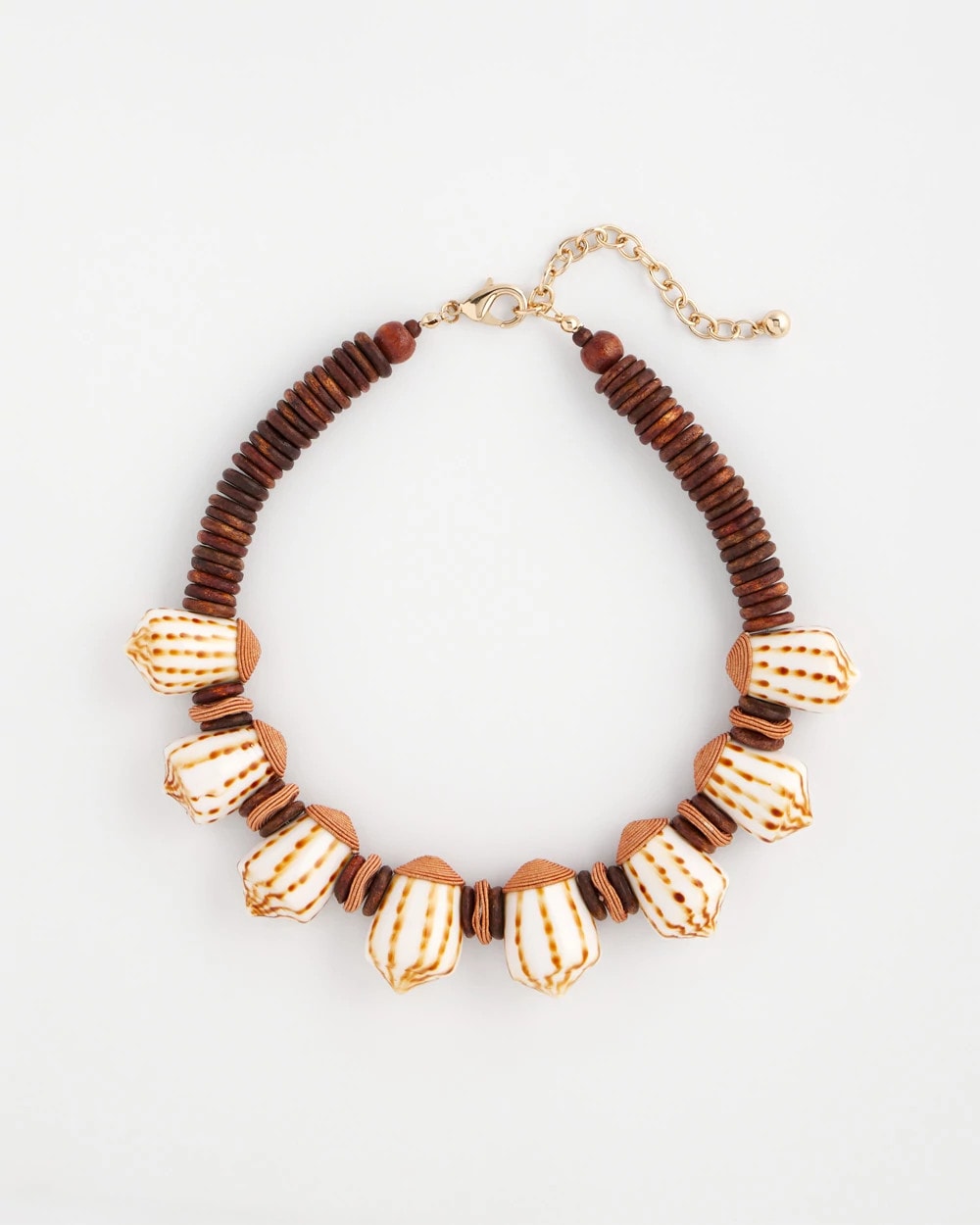 Chico's | Shell & Wood Bib Necklace/ Neutral