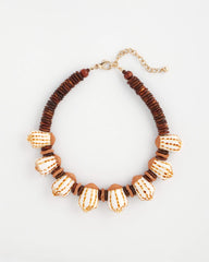 Chico's | Shell & Wood Bib Necklace/ Neutral