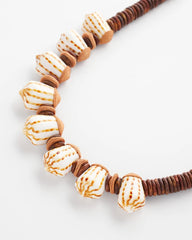 Chico's | Shell & Wood Bib Necklace/ Neutral