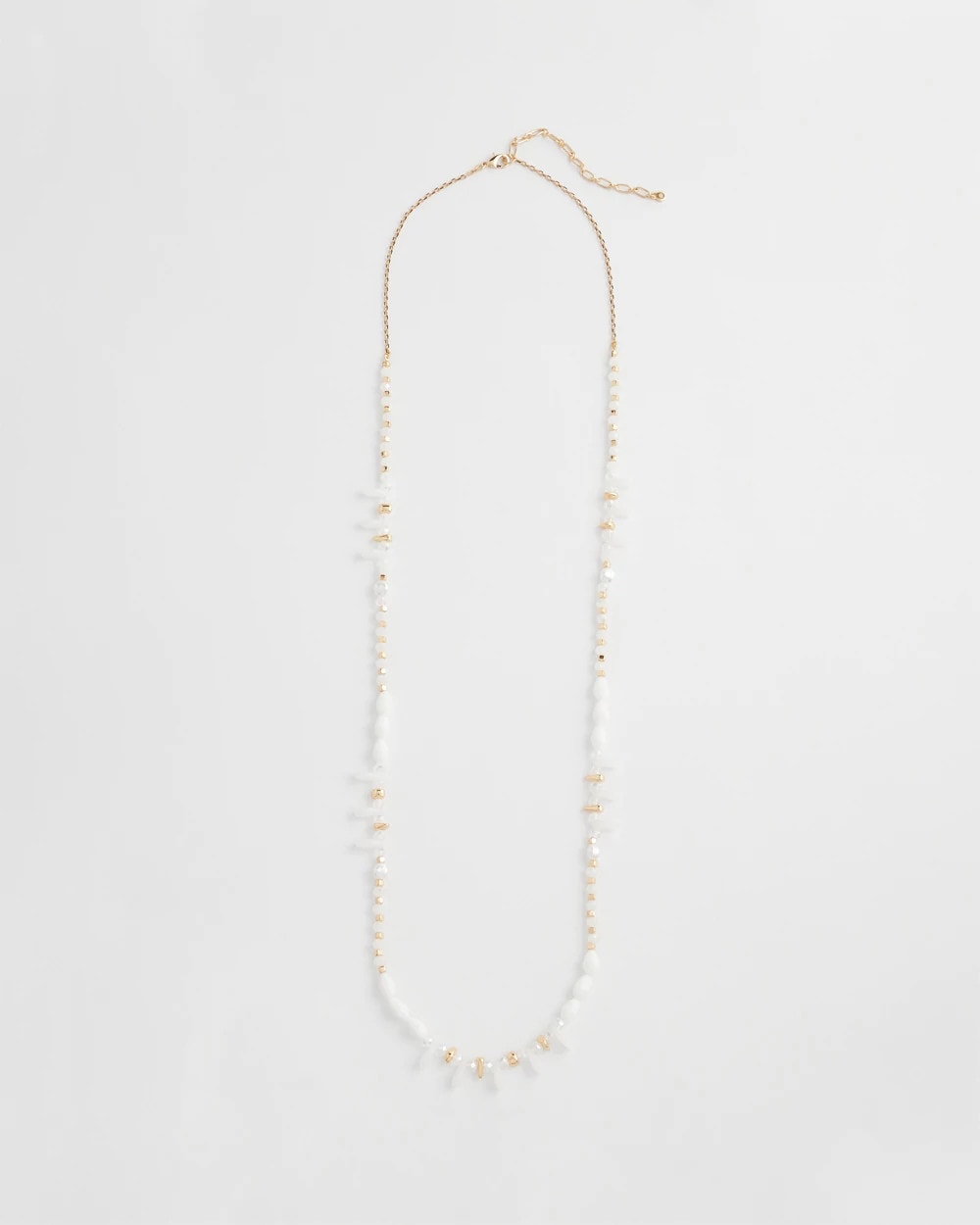Chico's | White Beaded Single Strand Necklace/ White