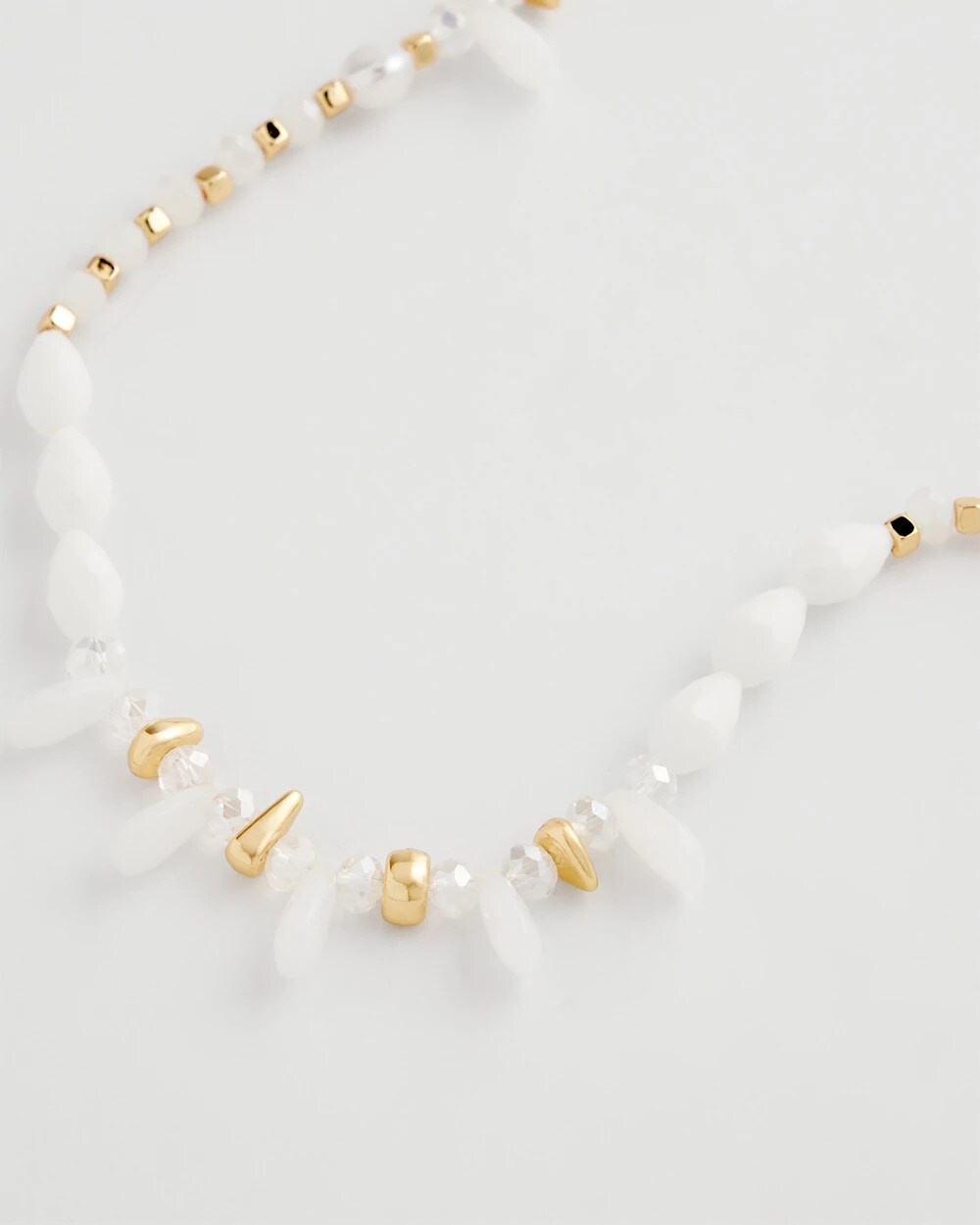 Chico's | White Beaded Single Strand Necklace/ White