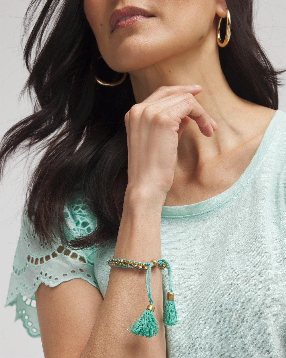 Chico's | Adjustable Thread Wrapped Bracelet/ Turquoise
