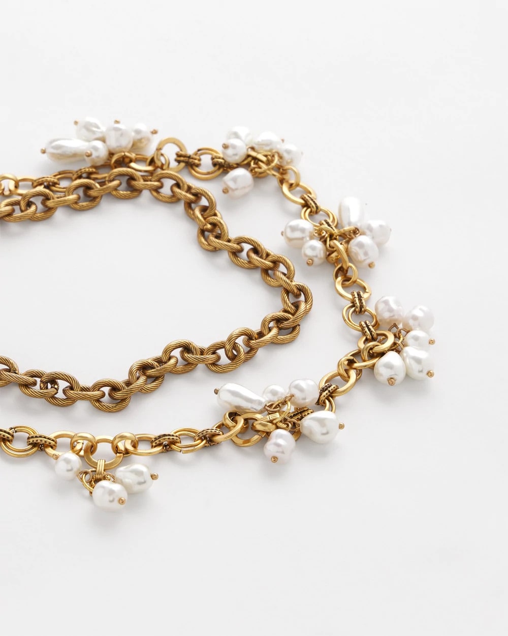 Chico's | Modern Pearl Clusters Choker Necklace/ White/Gold