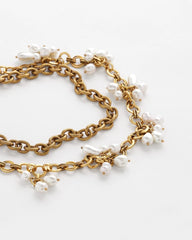 Chico's | Modern Pearl Clusters Choker Necklace/ White/Gold