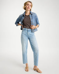 Chico's | Striped High Neck Rib Tank/ Mocha Mousse