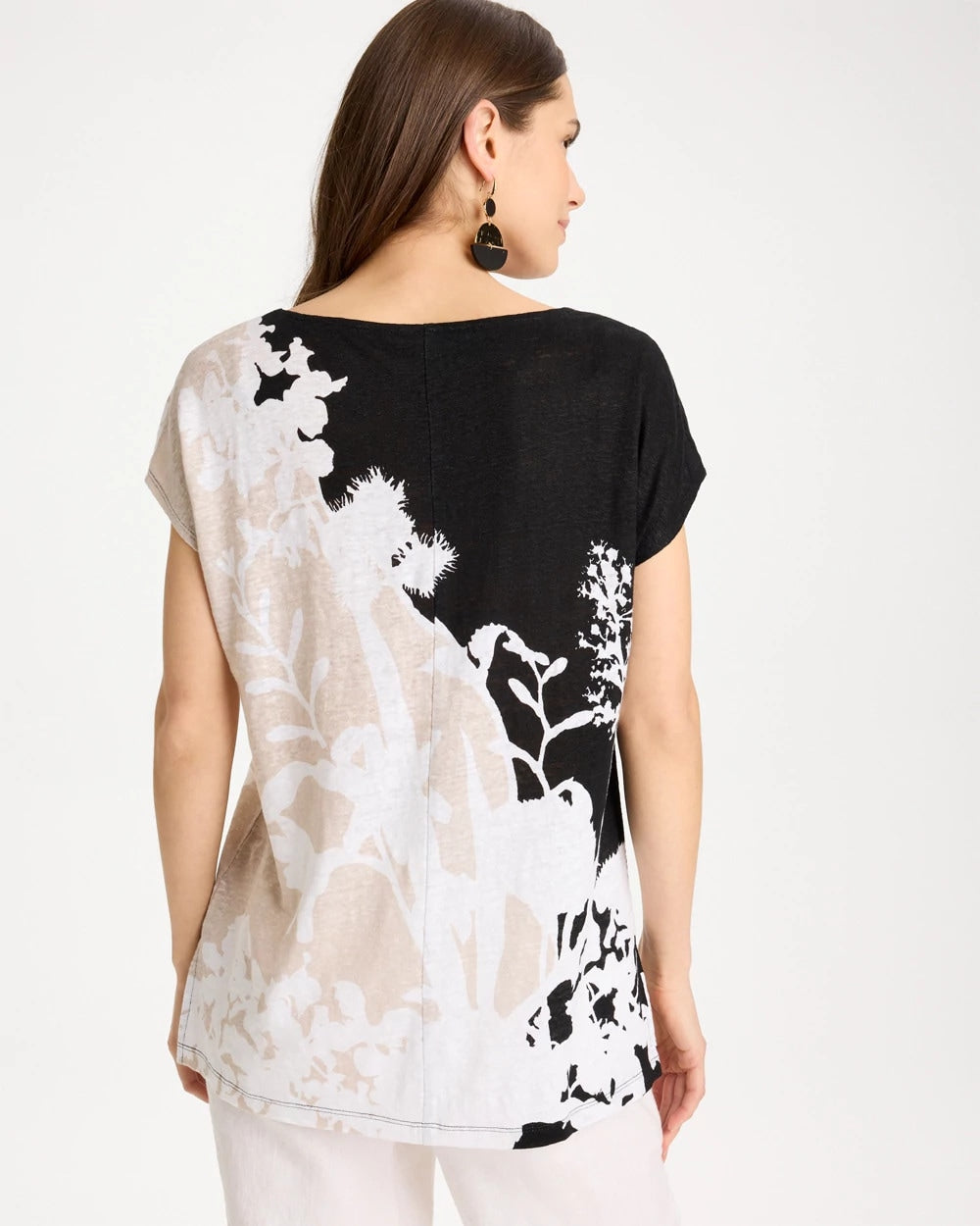 Chico's | Linen Floral Seamed Tunic/ Black