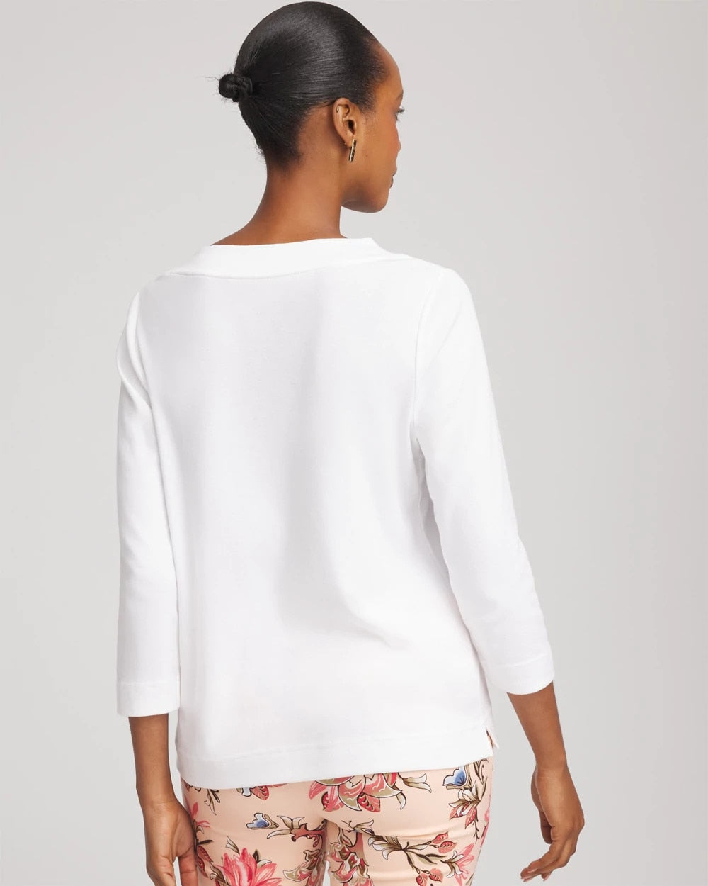 Chico's | Short Pima 3/4 Sleeve Tee/ Alabaster
