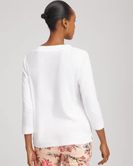 Chico's | Short Pima 3/4 Sleeve Tee/ Alabaster