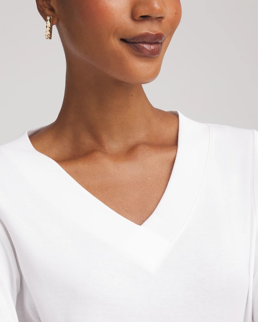 Chico's | Short Pima 3/4 Sleeve Tee/ Alabaster