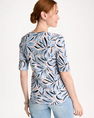 Chico's | Printed Pima Elbow-Sleeve Tee/ Blue Haven