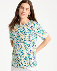 Chico's | Leafy Swamp Pima Elbow Sleeve Tee/ Topanga Green