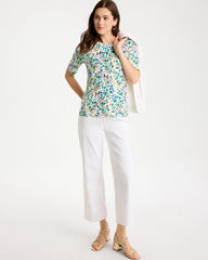 Chico's | Leafy Swamp Pima Elbow Sleeve Tee/ Topanga Green