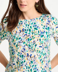 Chico's | Leafy Swamp Pima Elbow Sleeve Tee/ Topanga Green