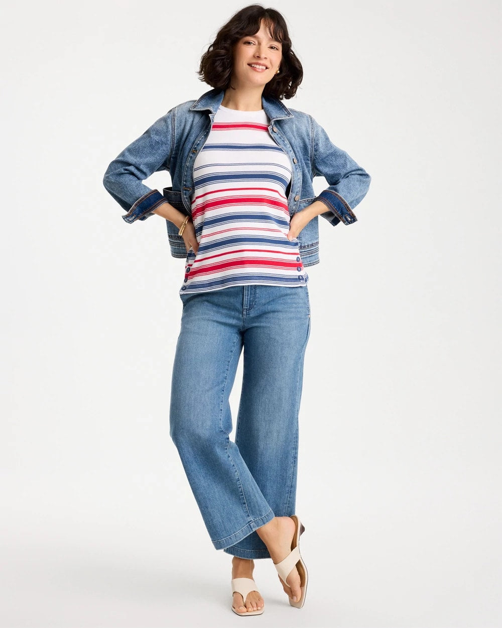 Chico's | Cotton Button Trim Tank/ Passport Blue