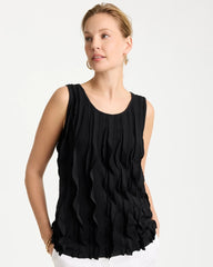 Chico's | 3-D Ruffled Tank/ Black