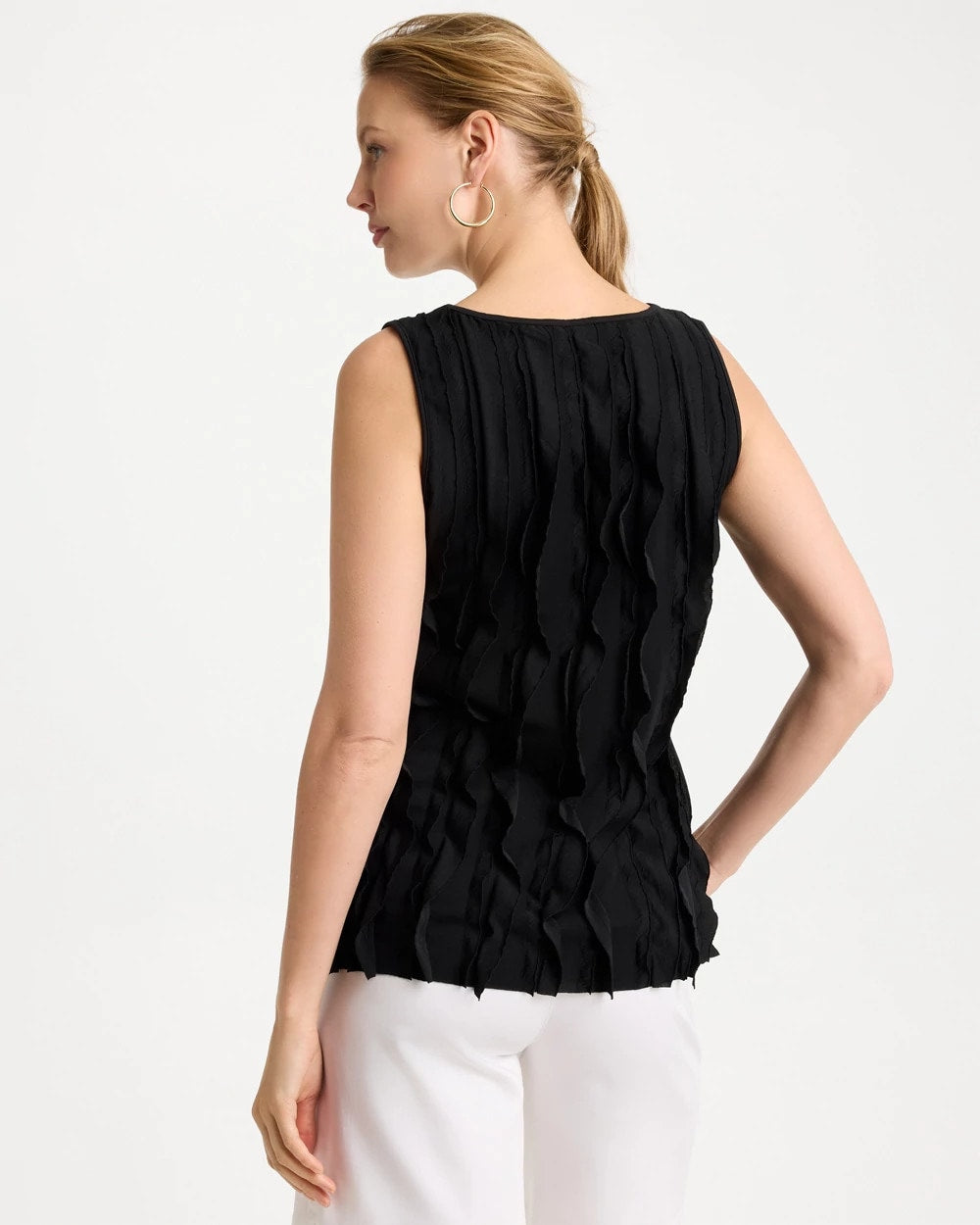 Chico's | 3-D Ruffled Tank/ Black