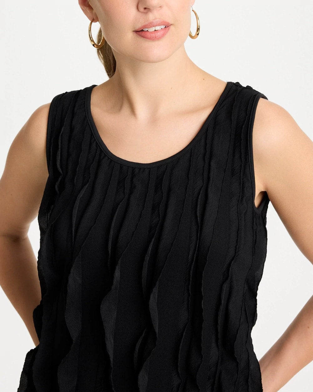 Chico's | 3-D Ruffled Tank/ Black