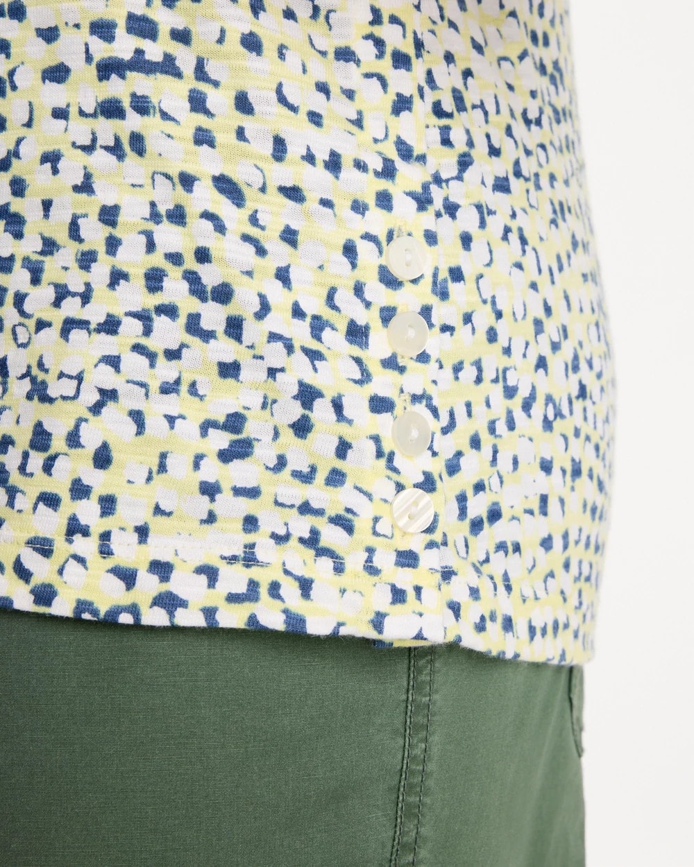 Chico's | Printed Cotton Slub Elbow-Sleeve Tee/ Sage Lime