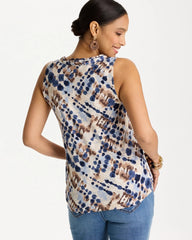Chico's | Printed Jersey Satin Tank Top/ Passport Blue