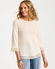 Chico's | Linen Crochet Lace Tee/ Natural Cream