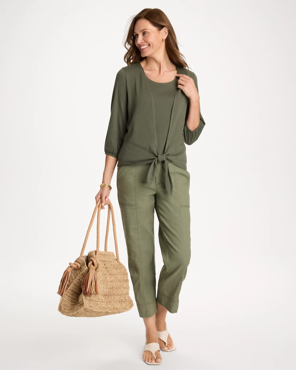 Chico's | Knit Gauze Tank/ Kelp Forest