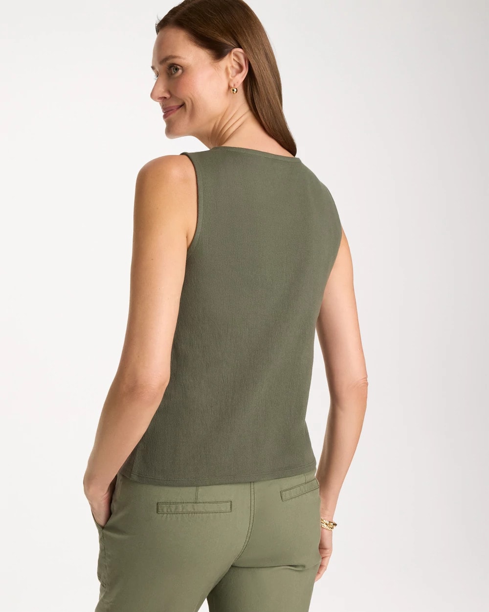 Chico's | Knit Gauze Tank/ Kelp Forest
