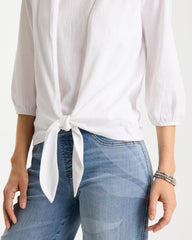Chico's | Knit Gauze Tie-Front Cardigan/ Alabaster