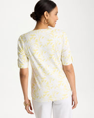 Chico's | Printed Pima Elbow-Sleeve Tee/ Sage Lime