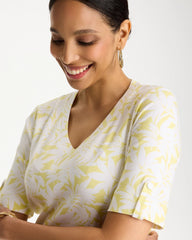 Chico's | Printed Pima Elbow-Sleeve Tee/ Sage Lime