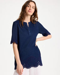 Chico's | Embroidered Cotton-Blend Tunic/ Dark Wash