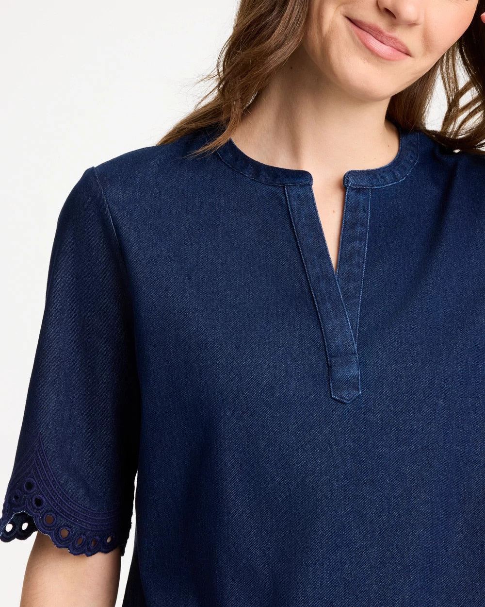 Chico's | Embroidered Cotton-Blend Tunic/ Dark Wash