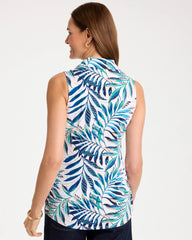 Chico's | Palm Collared Tunic Tank/ Passport Blue