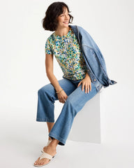 Chico's | Printed Cotton Stretch Cap-Sleeve Tee/ Alabaster