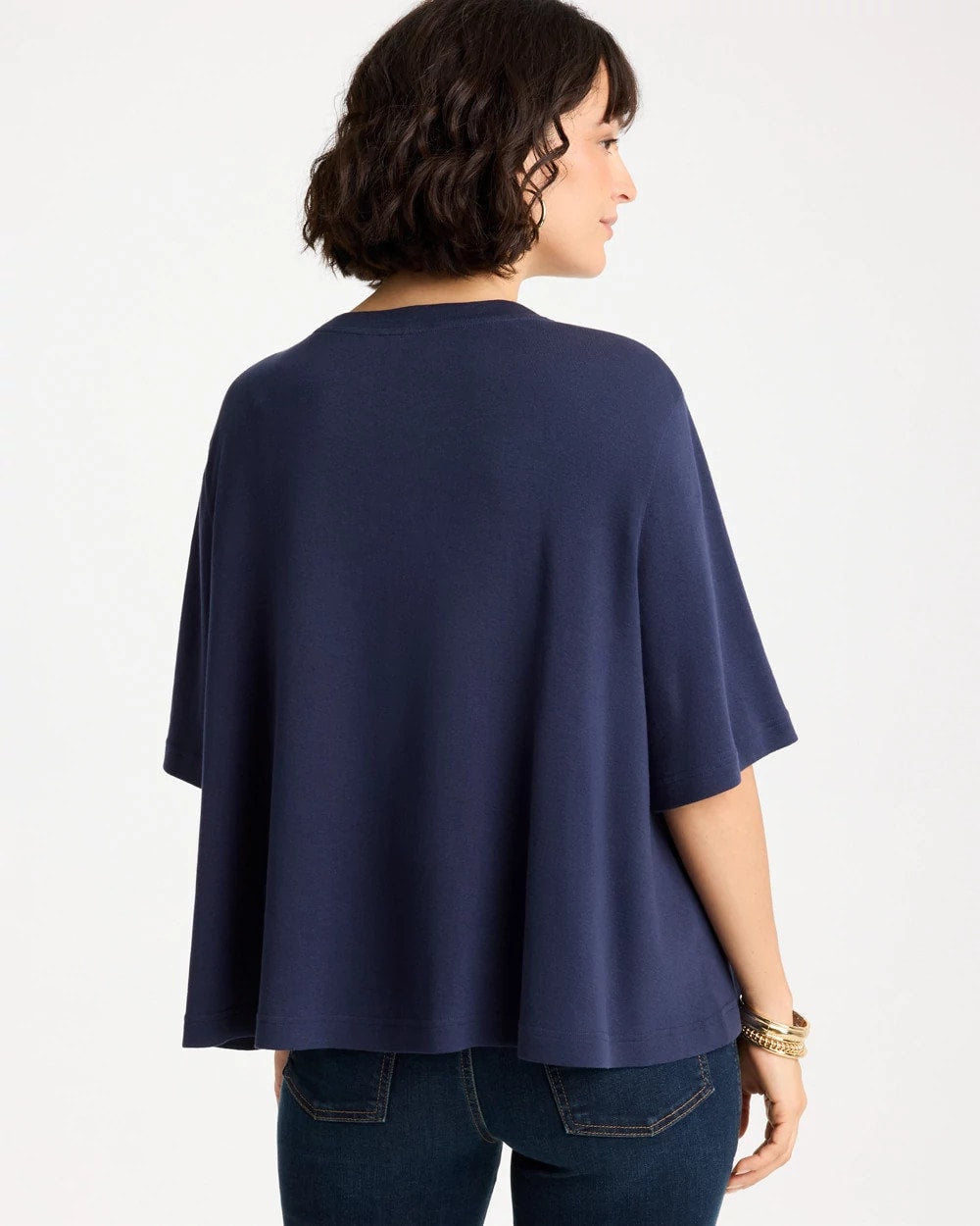Chico's | Caviar Beaded Cotton Tee/ Passport Blue