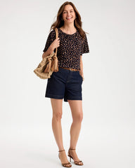 Chico's | Spotted Bodre Tee/ Passport Blue