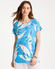 Chico's | Printed Linen Button Tunic/ Blue Tide
