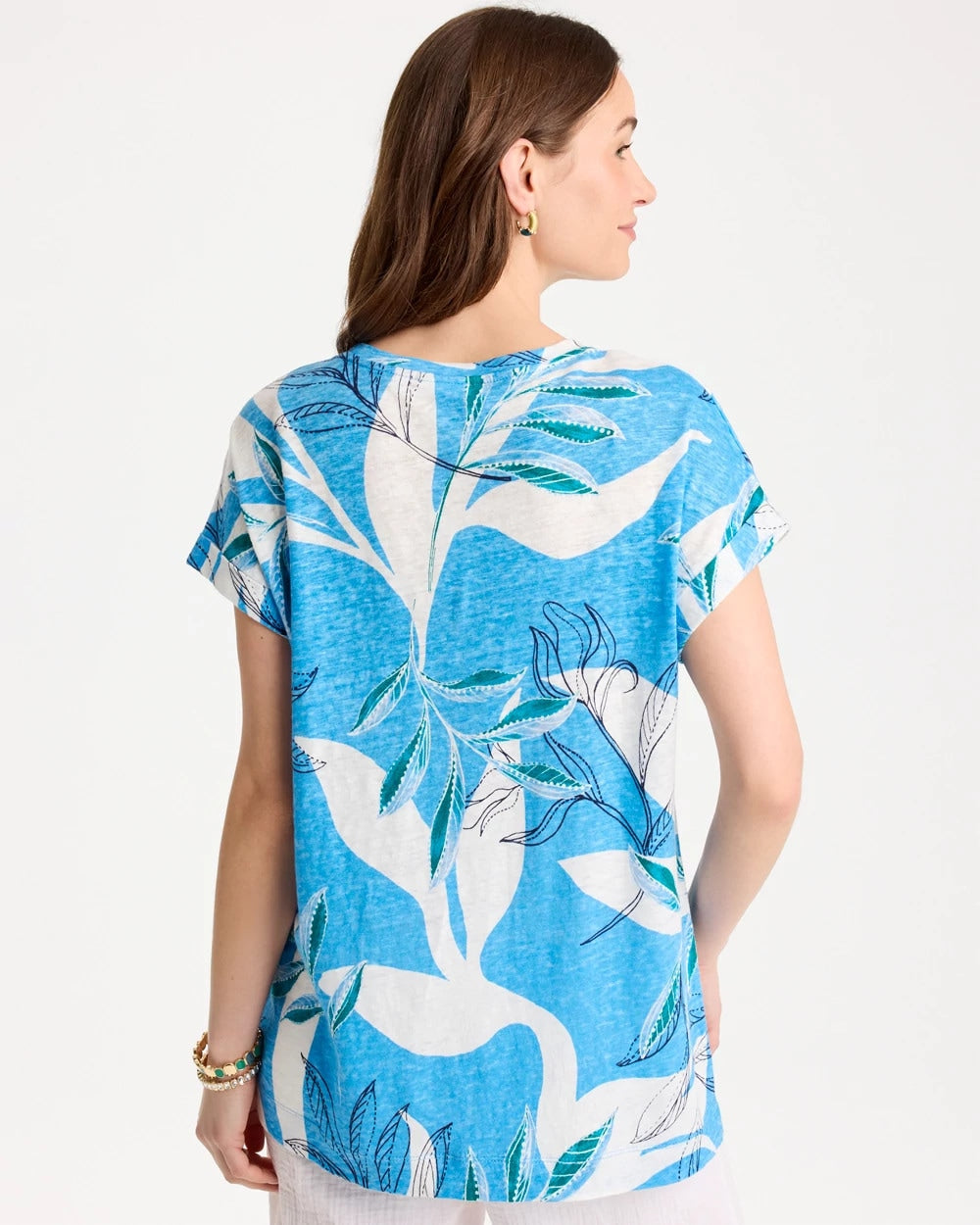 Chico's | Printed Linen Button Tunic/ Blue Tide